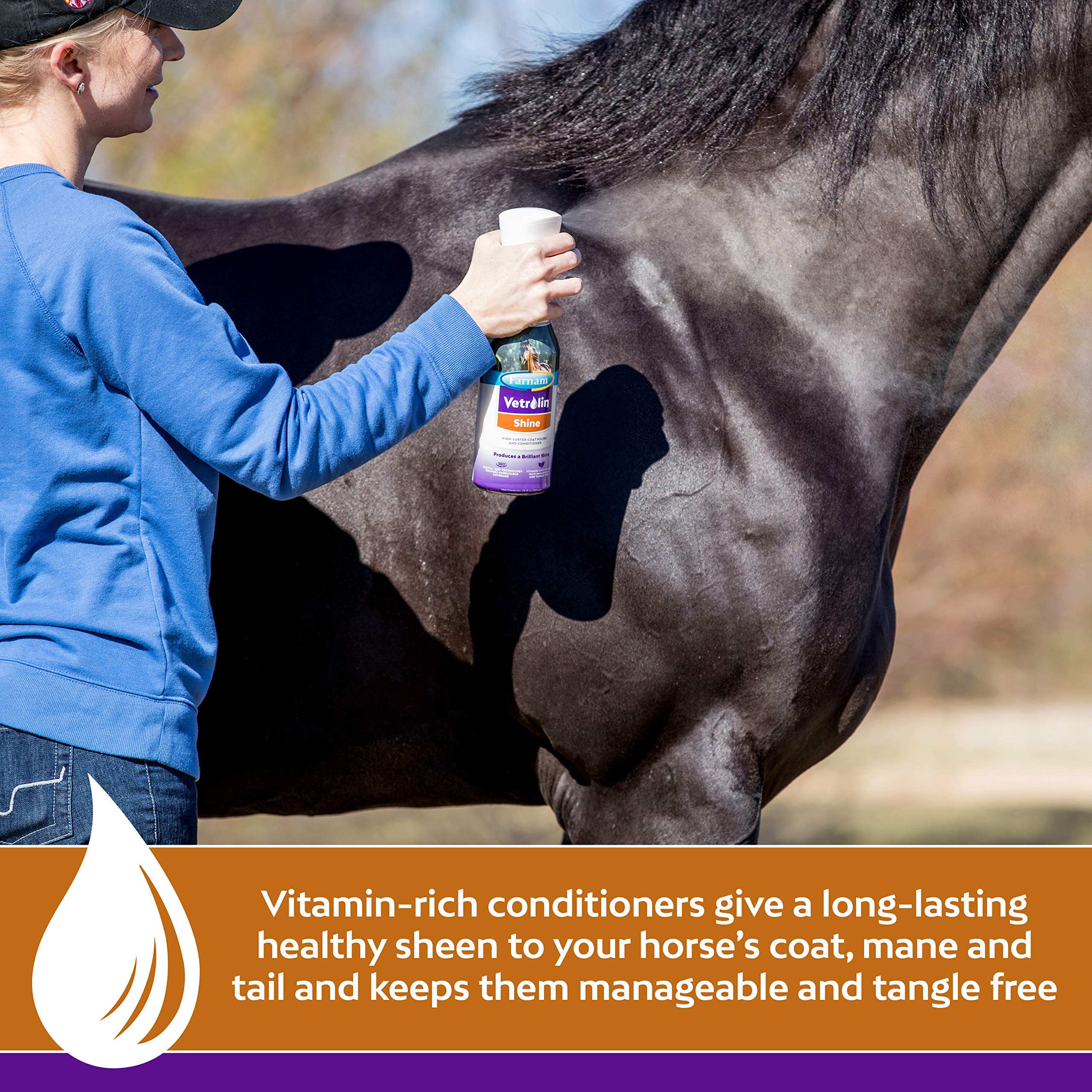 Farnam Vetrolin Shine Coat Conditioner & Shine Spray for Horses & Dogs 64 Ounces