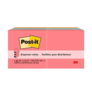 Post-it Super Sticky Notes, 3x3 in, 6 Pads, 2x the Sticking Power, Poptimistic, Bright Colors, Recyclable (622-8SSAN)