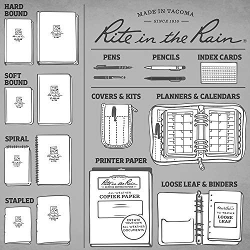 Rite In The Rain Weatherproof 4" x 6" Top Spiral Notebook Kit: Tan CORDURA Fabric Cover, 4" x 6" Green Notebook, and an Weatherproof Pen (No. 946-KIT)