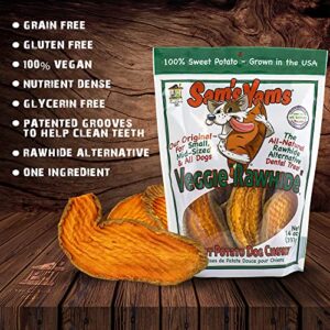 Sam's Yams Sweet Potato Dog Treats, Healthy Dog Treats for Small, Medium, and Large Breed Dogs - Made in USA, High Fiber, Vegan Dental Chews - Veggie Rawhide, Sweet Potato Dog Chewz, 14oz Single Pack