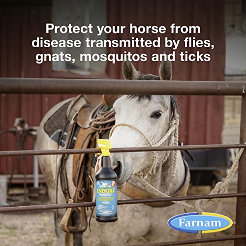 Farnam Endure Sweat-Resistant Horse Fly Spray, Kills, Repels, Protects, 32 Ounces, Quart Spray