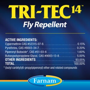 farnam tri-tec 14 horse fly spray, kills, repels, protects, 32 ounces