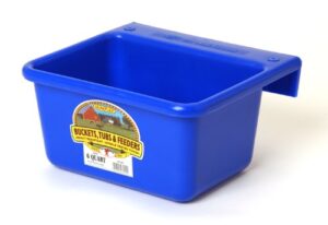 little giant® plastic mini feeder | fence feeder | goat feeder | durable & mountable bucket for livestock | made in usa | 6 quart | blue