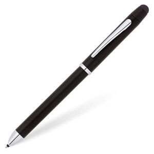 cross tech3+ engraved refillable multi-function ballpoint pen with stylus, medium ballpen and pencil, includes premium gift box - satin black