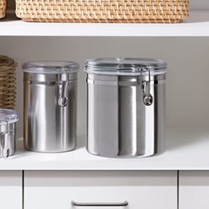 Oggi 150-ounce Stainless Steel Airtight Canister with Clear Arylic Lid and Locking Clamp