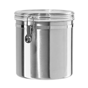 oggi 150-ounce stainless steel airtight canister with clear arylic lid and locking clamp