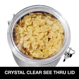 Oggi 150-ounce Stainless Steel Airtight Canister with Clear Arylic Lid and Locking Clamp