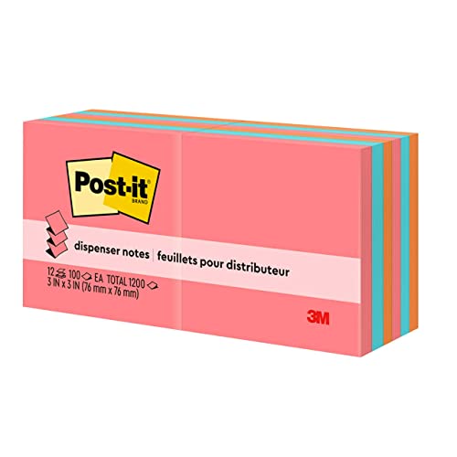 Post-it Pop-up Notes, 3x3 in, 12 Pads, America's #1 Favorite Sticky Notes, Poptimistic, Bright Colors (Pink, Orange, Blue), Clean Removal, Recyclable (R330-18CTCP)