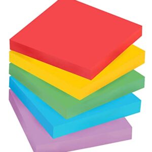 Post-it Super Sticky Notes, 3x3 in, 5 Pads, 2x the Sticking Power, Playful Primaries, Primary Colors (Red, Yellow, Green, Blue, Purple), Recyclable(654-6SSAN)