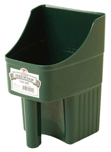 Little Giant® Plastic Enclosed Feed Scoop | Heavy Duty Durable Stackable Feed Scoop with Measure Marks | 3 Quart | Ranchers, Homesteaders and Livestock Farmers | Green