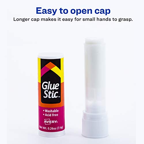 Avery Glue Stick White, Washable, Nontoxic, 0.26 oz. Permanent Glue Stic, 3pk (00164)