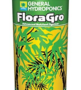 General Hydroponics FloraGro 2-1-6, Use With FloraMicro & FloraBloom, Provides Nutrients For Structural & Foliar Growth, Ideal For Hydroponics, 1-Quart