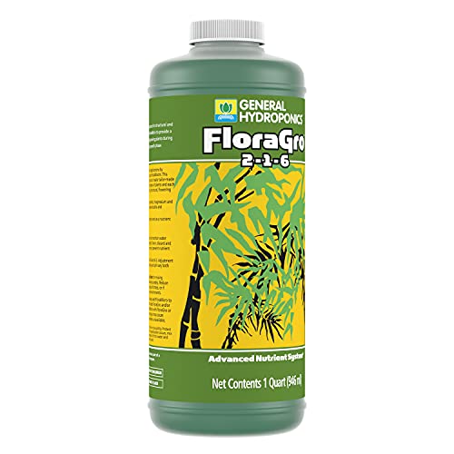 General Hydroponics FloraGro 2-1-6, Use With FloraMicro & FloraBloom, Provides Nutrients For Structural & Foliar Growth, Ideal For Hydroponics, 1-Quart