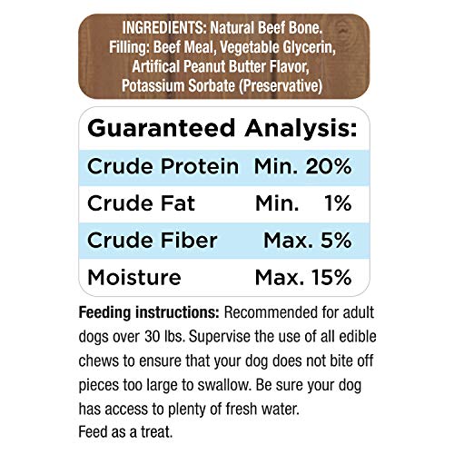 Cadet Stuffed Shin Bone for Dogs - Long-Lasting Peanut Butter Flavored Dog Chew Bone for Aggressive Chewers - Supports Dog Dental Health, Large (1 Count)