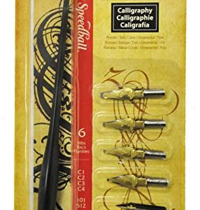 Speedball Calligraphy Pen Set - 1 Penholder w/ 4 Nibs, 2 Pen Tips