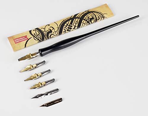 Speedball Calligraphy Pen Set - 1 Penholder w/ 4 Nibs, 2 Pen Tips