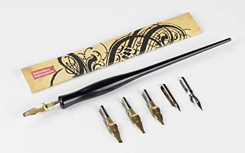 Speedball Calligraphy Pen Set - 1 Penholder w/ 4 Nibs, 2 Pen Tips