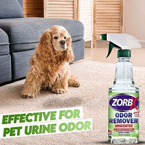 ZORBX Unscented Odor Remover Spray - Perfect Solution for Strong Odor | Advanced Trusted Formula & Fast-Acting Odor Eliminator for Dog, Cat, Puppy (32oz.)