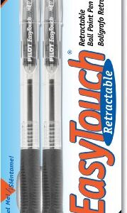 PILOT EasyTouch Refillable & Retractable Ballpoint Pens, Medium Point, Black Ink, 2-Pack (32260)