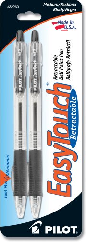 PILOT EasyTouch Refillable & Retractable Ballpoint Pens, Medium Point, Black Ink, 2-Pack (32260)