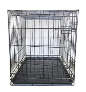 yml 48-inch dog kennel cage with wire bottom grate and plastic tray, black