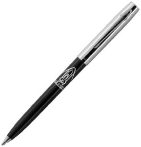 fisher space pen cap-o-matic space pen, chrome cap with space shuttle imprint, black barrel (s294)