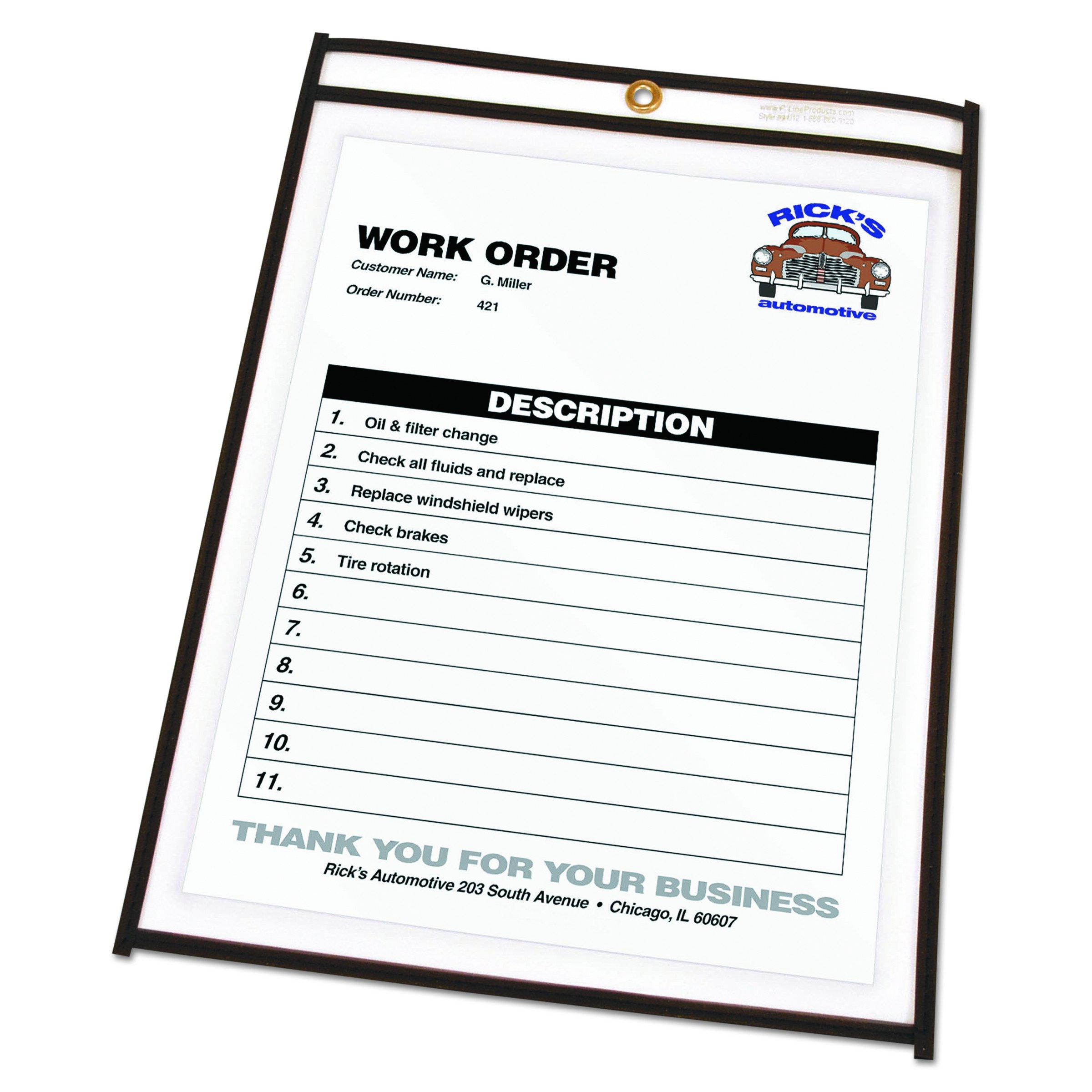 C-Line Stitched Shop Ticket Holders, Both Sides Clear, 9 x 12 Inches, 25 per Box (46912)