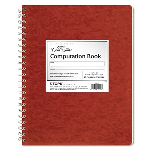 Ampad Computation Book, 4x4 Quad Ruled, 76 Sheets, 11-3/4" x 9-1/4"