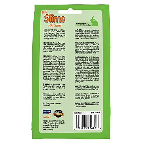 Vitakraft Mini Slims with Carrot Hamster & Small Animal Nibble Stick Treat, 1.76 oz,Brown