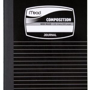 Mead Composition Notebook, Wide Ruled Paper, 9-3/4" x 7-1/2", 100 Sheets per Comp Book, Black/White (09920)