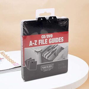 Vaultz A to Z CD and DVD Storage File Guides, 26 Guides per Box, Black (VZ01176)