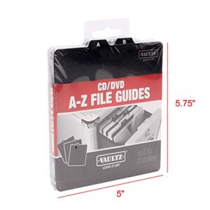 Vaultz A to Z CD and DVD Storage File Guides, 26 Guides per Box, Black (VZ01176)