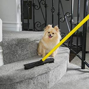 FURemover Pet Hair Remover Carpet Rake - Rubber Broom for Pet Hair Removal Tool with Squeegee & Telescoping Handle Extends from 3-5' Black & Yellow