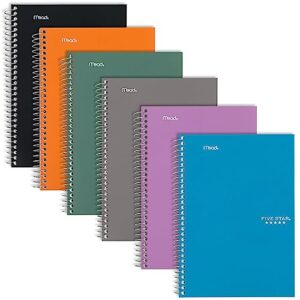 Five Star Spiral Notebook, 2 Subject, College Ruled Paper, 100 sheets, 9-1/2" x 6", Color Selected For You, 1 Count (06180)