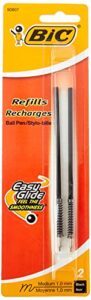 bic refill for velocity, a.i, pro+ retractable ballpoint, medium, blk, 2/pack