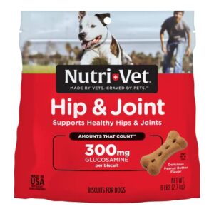 nutri-vet hip & joint biscuits for dogs - tasty dog glucosamine treat & dog joint supplement - large sized biscuit with 300mg glucosamine - 6 lb