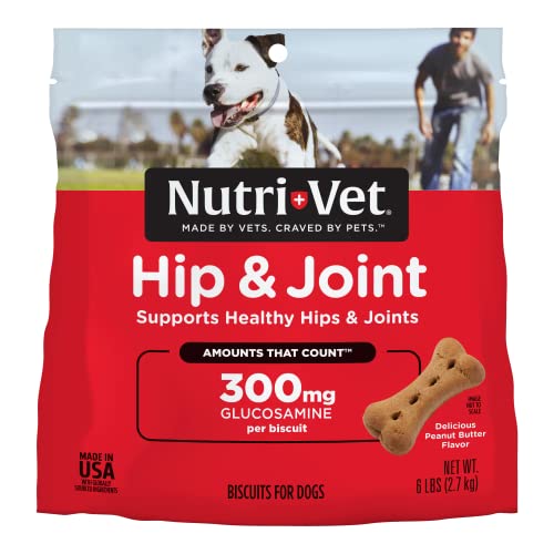 Nutri-Vet Hip & Joint Biscuits for Dogs - Tasty Dog Glucosamine Treat & Dog Joint Supplement - Large Sized Biscuit with 300mg Glucosamine - 6 lb