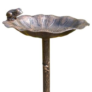 Oakland Living 5012AB Antique Bronze Frog Design Aluminum Birdbath