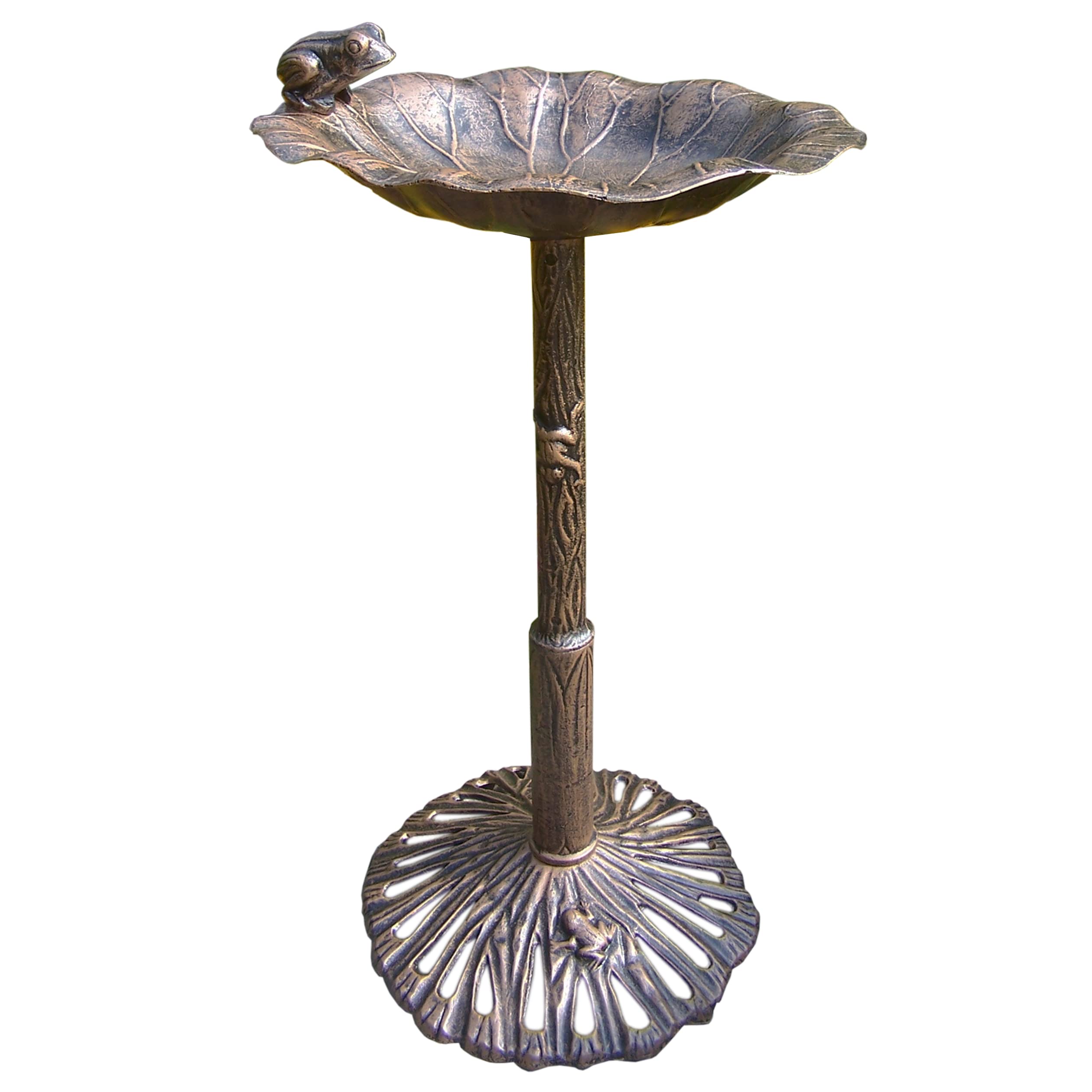 Oakland Living 5012AB Antique Bronze Frog Design Aluminum Birdbath