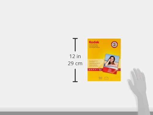 Kodak Premium Photo Paper for inkjet printers, Gloss Finish, 8.5 mil thickness, 50 Sheets, 8.5” x 11” (8360513),White