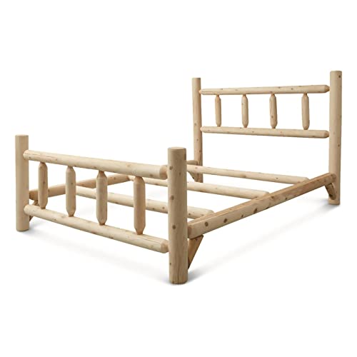 CASTLECREEK Wood Bed Frame with Headboard, Cabin Decor, Heavy Duty, Rustic, Full, Cedar Log