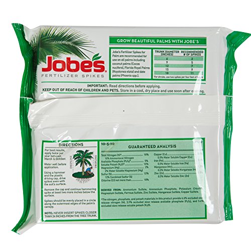 Jobe’s, 01010, Fertilizer Spikes, Palm Tree, Includes 5 Spikes, 1lb, Brown