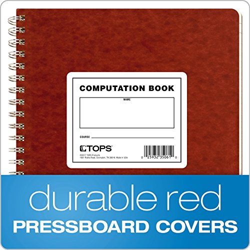 Tops TOP35061 Computation Book, 11.75 x 9.5 Inches, Double Wire, 152 Numbered Pages, Quadrille Ruled, 76 Sheets, Buff, (35061)