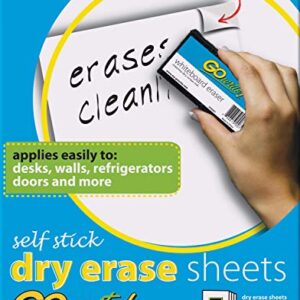 GoWrite! Dry Erase Sheets, Self-Adhesive, 8-1/2" x 11", White, 5 Sheets