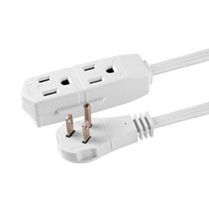 GE home electrical Indoor Extension Cord, 8 Ft Power Cable, 3 Grounded Outlets, 3-Prong, Low-Profile Flat Plug, 16 Gauge, UL Listed, White, 50251