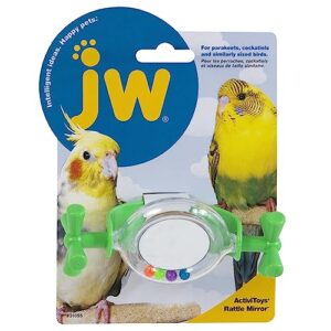 jw pet company activitoy rattle mirror small bird toy, colors vary