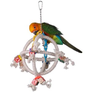 super bird creations sb445 fun round swinging orbiter bird toy, small to medium size, 14” x 10”, varies