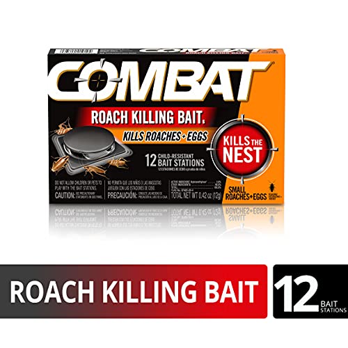 Combat Roach Killing Bait Stations for Small Roaches, Kills Roaches and Eggs, 12 Count