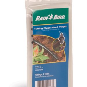 Rain Bird TP25/10PS Drip Irrigation 1/4" Tubing End Closure, 1/2" Tubing "Goof” Plug, 10-Pack