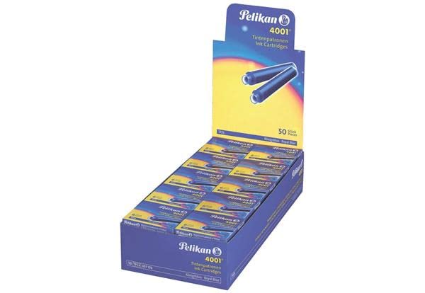 Pelikan 4001 TP/6 Ink Cartridges for Fountain Pens, Royal Blue, 0.8ml, 6 Pack (301176)